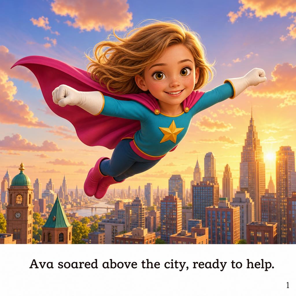 A finished story page featuring the girl as the hero
